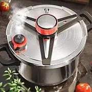 18/8 Stainless Steel Pressure Cooker 10 QT, [Save 70% Cooking Time] Olla De Presion with Food-Grade Body [One Hand Operation] Rotating Lock/Unlocking Lid System, Steam Rack Included