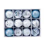 12pcs Christmas Ball 6cm Christmas Tree Ball Decor Bauble Party Hanging Ornament for Home Xmas Decoration Gifts E blue