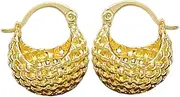 [OHPHCALL] Minimalist Metal Hoop Earrings for Women Fashion Hollow Ball Hoop Earrings