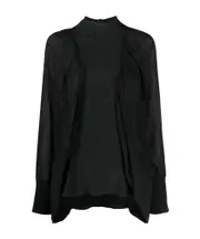 sheer bat sleeves blouse S Black