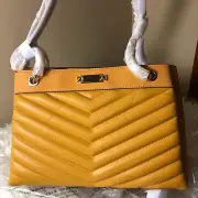 Michael Kors Whitney Chevron Quilted Tote Chain Shoulder Bag NWTS Yellow/Gold