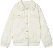 [Generic] Women's Wool Tassel Splicing Down Jacket Casual Loose And Lightweight Down Jacket