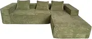 [Priceworth] Greenland L Shape Sofa Spacious Design with High Rebound Compression Sponge Comfortable Seating with Pillows Durable 200kg Capacity Stylish Corner Couch 60 H x 275 W x 175 D CM Green