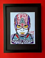Aidan Flux Unique 1/1 Mixed Media Art " American Sentinel " Framed + COA