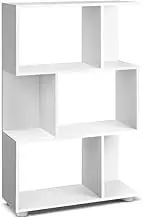 Artiss Bookshelf, S Shape Corner Shelves Display Bookcase Bookshelves Rack Cube Storage Unit Home Living Room Bedroom Office Furniture, Anti-Scratch Feet 12mm Particle Board White
