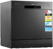 Devanti Benchtop Dishwasher Countertop Freestanding Dishwashers 8 Place Settings, Touch Control LED Display, 6 Wash Programs Delay Start Drying System Black