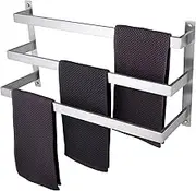 KOKOSIRI Bath Towel Bars Bathroom 3-Tiers Ladder Towel Rails Towel Holders Wall Mounted Towels Shelves Rack Brushed Stainless Steel, B5006BR-L24