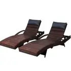 Gardeon Set of 2 Sun Lounge Outdoor Furniture Wicker Lounger Rattan Day Bed Gard