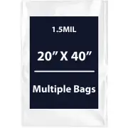 1.5Mil 20" X 40" | LDPE Clear Flat Poly Bags, Flexible & Durable | Multiple Bags