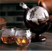 NEW Kemstood Globe and Ship Whisky Decanter and Glass Set, X 4
