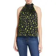 NWT Alice + Olivia Kinsley Animal Print Green Top Size Small