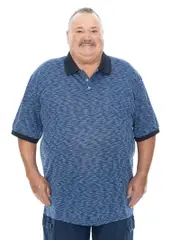 Big Mens Navy Space Dyed Fashion Polo Top