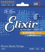 Elixir 12152 Strings Electric Guitar Strings w NANOWEB Coating, Heavy (.012-.052