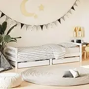 Kids Bed Frame with Drawers White 90x190 cm Solid Wood Pine,Cots & Toddler Beds 23KG-834448