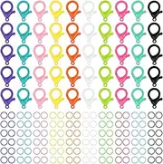 [Patelai] Multicolor Hard Plastic Clips Plastic Lobster Claw Clasps and Open Jump Rings, Cute Lanyard Snap Hooks for Key Chain Ring Chain Clasp DIY Handmade Crafts(100 Pieces)