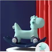 Rocking Horse Children's Birthday Gift Indoor and Outdoor Riding Toy Multifunctional Rocking Horse Suitable for 13-Year-Old Babies Exercise Children's Balance Plastic Wooden Horse-Sky Lake Blue