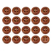 50Pcs Wooden Buttons 10mm 4 Hole Round Wood Sewing Button Craft, Red Brown