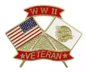 Vtg American & World War II Crossed Flags Veteran Lapel Pin 1" Metal & Enamel