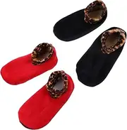 [BESTYASH] 2 Pairs Women Leopard Print Floor Socks Warm Non Slip Household Stockings for Comfort and Style present for Birthdays and Holidays