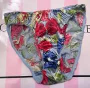 NWT VICTORIA'S SECRET S FLORAL SECOND SKIN SATIN HIGH LEG BIKINI BRIEF PANTIES