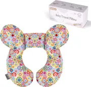 Baby Neck Pillow, Upgraded Baby Support Pillow,Baby Neck Support Pillow for Carseat, Newborn Neck Support for Car Seat,Pushchair,Travel (Flower)