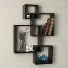 Intersecting Cube Wall Shelf Unit Square Display Cubbies Dark Brown EZ Assembly