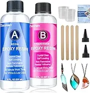 Epoxy Resin Crystal Clear Kit -16oz /474ml Casting Resin for Jewellery DIY Art Resin Coating Easy Cast Epoxy, with Instructions/Bonus Sticks/Graduated Cups/Beak Cover