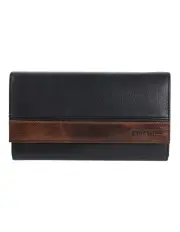 [PIERRE CARDIN] Leather Rustic Flat Wallet in Black