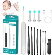Ear Wax Removal, Ear Cleaner with Camera, Earwax Removal kit with 8 Ear Pick, Ear Cleaning Kit, 1296p HD Ear Camera for iOS & Android (White)