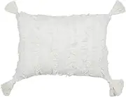Coast To Coast Home Fringe Cotton Cushion, 35 cm Length cm x 50 cm Width, White