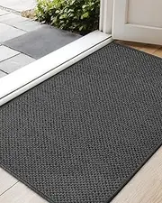 Color&Geometry Indoor/Outdoor Door Mat 17"x29", Front Entry Rug, Non-Slip Washable Absorbent Low-Profile Mat for Entryway, Grey