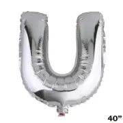 40" SILVER Letter U Mylar Foil Balloon 1 pc Party BackDrop Decorations Supply