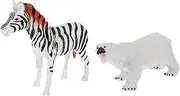 [Yardenfun] 2PCS Lifelike Animal Figurines Premium Plastic Polar Bear Zebra Statues for Collection Desktop Decor Educational Play Unique Home Office Adornment