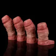 Open-ended Realistic Penis Sleeve With Inner Thread Silicone Enlarge-Sheath Men
