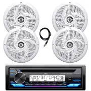 JVC in-Dash Bluetooth Marine CD Receiver, 4x 5.25" 180W White Speakers, Antenna