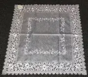 Elegantlinen Embroidered Embroidery Handmade Jeweled 51x51" Square Tablecloth