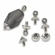 4 Sets of Silver Glue-In Bails and Caps for Large Hole Pendants & Lampwork Beads