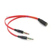 Y-Splitter 1 Female to 2 Male 3.5mm Mic Stereo Audio Cable - Red