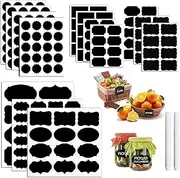 AUXIN 14 Pcs 194 Chalkboard Labels with 2 Pens, Reusable Waterproof Blackboard Stickers Label Preprinted Black Chalk Sticke Spice Label for Jar Glass Bottle Canisters