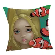 Faces of Faery #8 Girl and Clownfish Cushion Cover