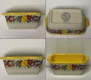 Pioneer Woman Mini Loaf Pan Sweet Romance Floral Stoneware Gingham Set Yellow