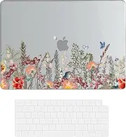 Compatible with MacBook Air 15 inch Case 2023 2024 Release A3114 M3 A2941 M2 Chip,Hard Shell Laptop Sleeve with Keyboard Cover for MacBook Air 15.3" - Flower