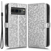 Phone Case for Google Pixel 8 Pro PU Leather Stand Dot Pattern Imprinted Phone Cover Wallet