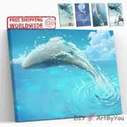 Paint By Numbers Kit Whale Ocean Animal Draw Beginner DIY Framed Painting Brush