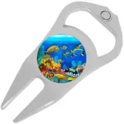 Underwater Scene Fishes Golf Ball Marker Divot Repair Tool Bottle Opener