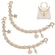 2pcs Purse Chain Replacement Short Chain Straps 9.8" Golden+Light Gold Shell