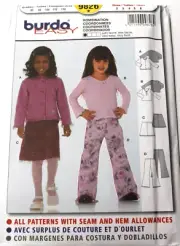 Burda 9826 Girls Children Jacket, Top, Skirt & Pants 2-3-4-5-6 Sewing Pattern