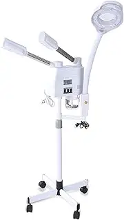 3 in 1 Professional Facial Steamer with 8X Magnifying Lamp for Salon Spa Beauty Skin Care Equipment, Adjustable Height, with 4 Rollers for Easy Move