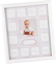 ERINGOGO Baby Photo Frame Newborn Keepsake 12 Months Growth Record Infant Picture Holder Unique Baby Pink Border