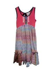 JONA MICHELLE, GIRLS SUMMER DRESS, SLEEVELESS, BUTTONS (MULTI 8)NWT